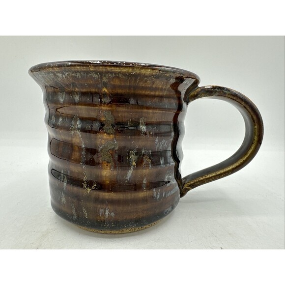 Pottery Coffee Mug Handmade Signed Colleen Brown Glazed Large Handle - Picture 2 of 15